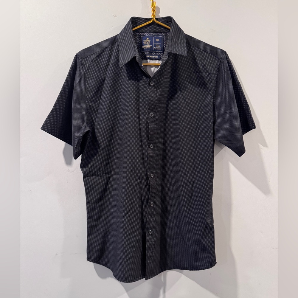 RUGBY UNIVERSITY SHIRT SML BUTTON DOWN STRETCH DOTTED